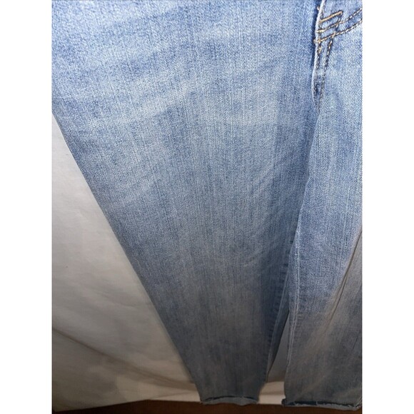 Seven7 Women’s Boyfriend Jeans Size 6 Blue Distressed Cuffed Hem Grunge - Picture 6 of 12